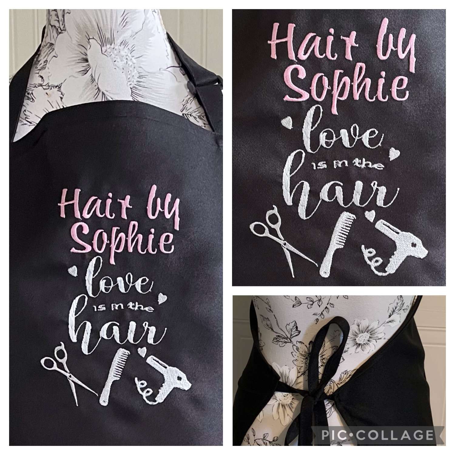 Personalised Embroidered Hairdresser Apron Love Is In The Hair Personalised Embroidered Hairdresser Apron Love Is In The Hair