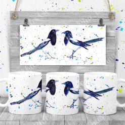 Magpies two for joy mug with choice of background 3 Magpies two for joy mug with choice of background 3