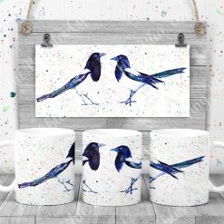 Magpies two for joy mug with choice of background 2 Magpies two for joy mug with choice of background 2