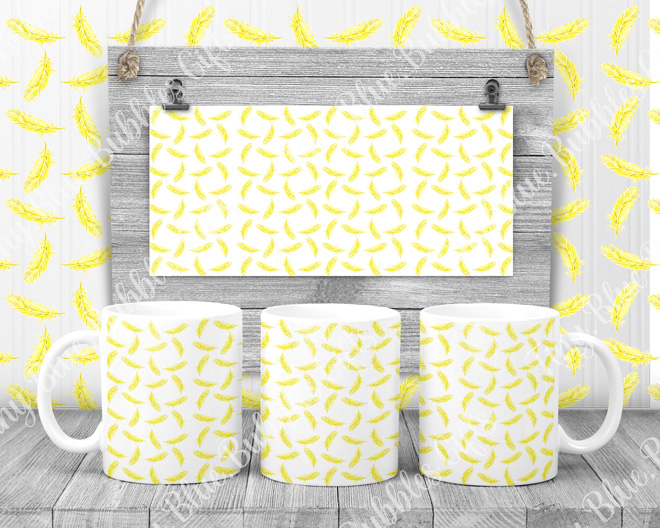 Yellow feathers pattern mug Yellow feathers pattern mug