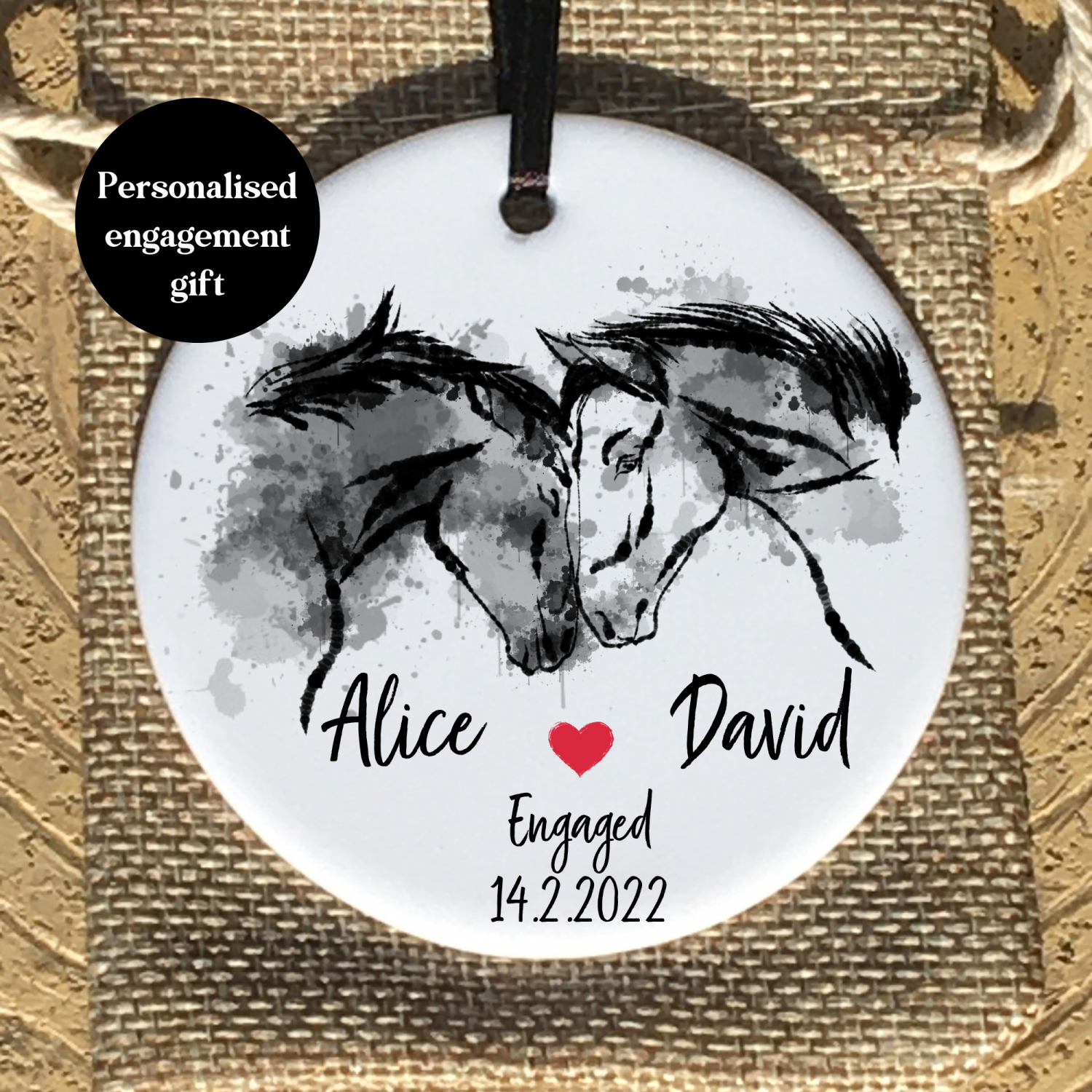 Personalised ceramic pendant engagement gift, Ceramic keepsake ornament for couples engagement gift, Letterbox gift, Engagement gift personalised Personalised ceramic pendant engagement gift, Ceramic keepsake ornament for couples engagement gift, Letterbox gift, Engagement gift personalised