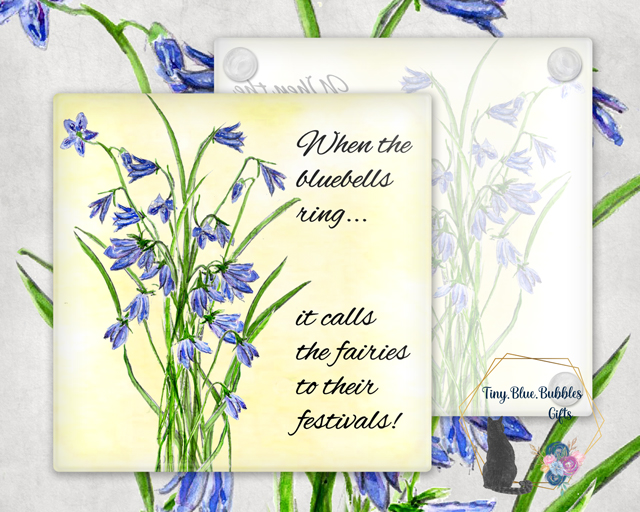 Bluebell glass coaster - choice of background Bluebell glass coaster - choice of background