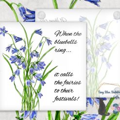 Bluebell glass coaster - choice of background
