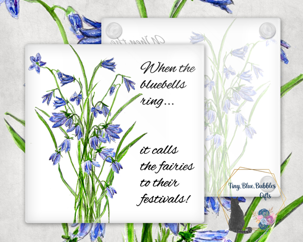 Bluebell glass coaster - choice of background Bluebell glass coaster - choice of background