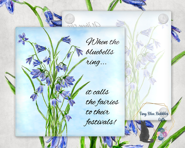 Bluebell glass coaster - choice of background Bluebell glass coaster - choice of background