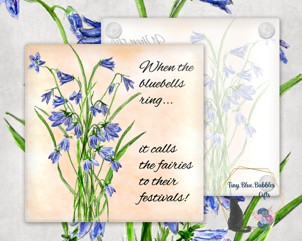 Bluebell glass coaster - choice of background Bluebell glass coaster - choice of background