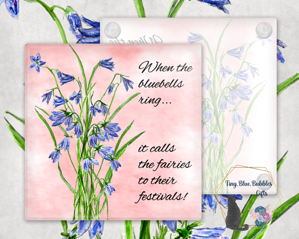 Bluebell glass coaster - choice of background Bluebell glass coaster - choice of background