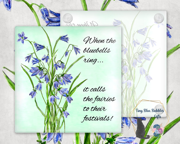 Bluebell glass coaster - choice of background Bluebell glass coaster - choice of background