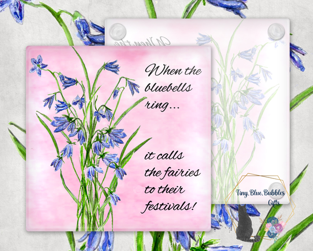 Bluebell glass coaster - choice of background Bluebell glass coaster - choice of background