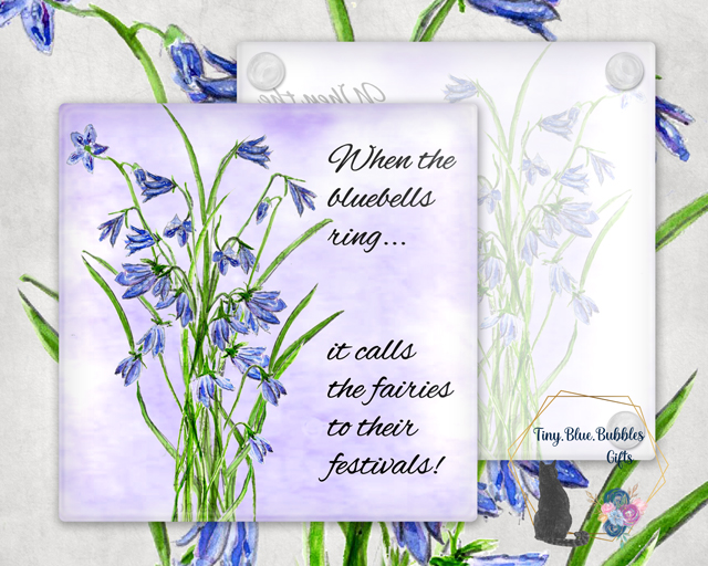 Bluebell glass coaster - choice of background Bluebell glass coaster - choice of background