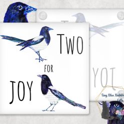 Magpie Two for joy glass coaster - choice of background