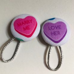 Handmade loveheart sweets print button bobbles 6