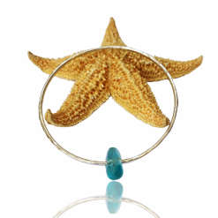 Silver Bangle With Sea Glass