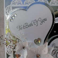 Luxury Handmade Keepsake Wedding Card - White & Silver, 8"x8" 'Congratulations on your wedding day, to both of you 1