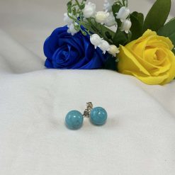 Turquoise Gemstone Stud Earrings Silver