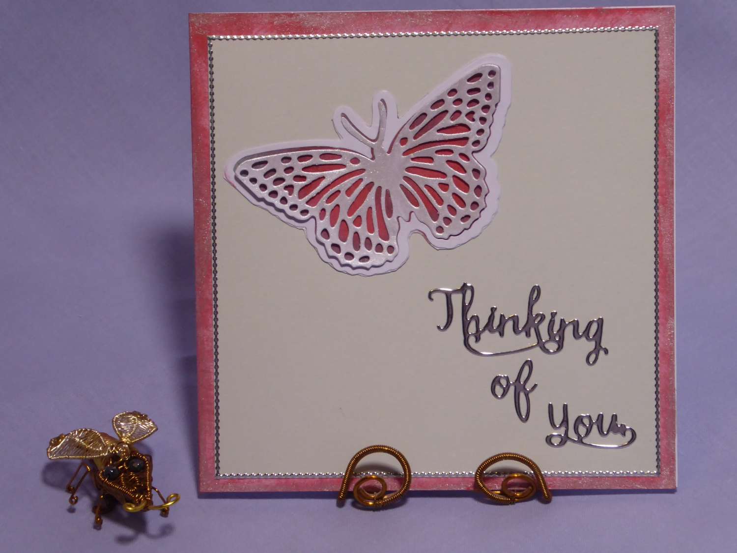 Pink Butterfly Thinking Of You Card Pink Butterfly Thinking Of You Card