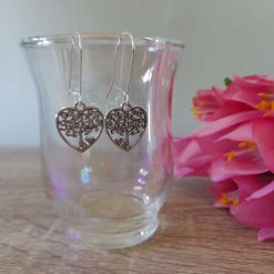 Handmade Tibetan Silver Tree in a Heart Earrings