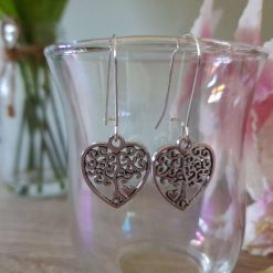 Handmade Tibetan Silver Tree in a Heart Earrings 3
