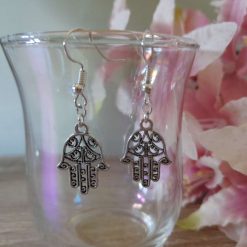 Handmade Tibetan Silver Hamsa Hand Earrings
