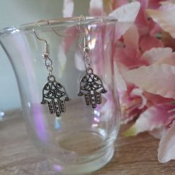 Handmade Tibetan Silver Hamsa Hand Earrings 1 Handmade Tibetan Silver Hamsa Hand Earrings 1