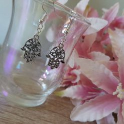 Handmade Tibetan Silver Hamsa Hand Earrings 2 Handmade Tibetan Silver Hamsa Hand Earrings 2