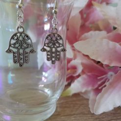 Handmade Tibetan Silver Hamsa Hand Earrings 4 Handmade Tibetan Silver Hamsa Hand Earrings 4
