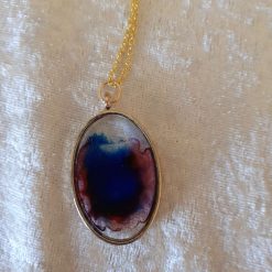 Gloriously unique blue and red colourwash pendant.  Free UK P&P