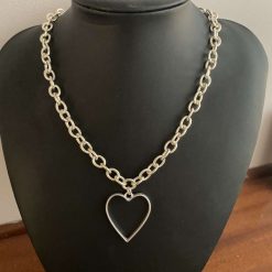 Chunky Silver Heart Necklace