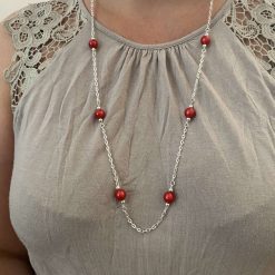 Long Red Beaded Necklace 1 Long Red Beaded Necklace 1