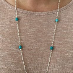 Long Turquoise Gemstone Necklace