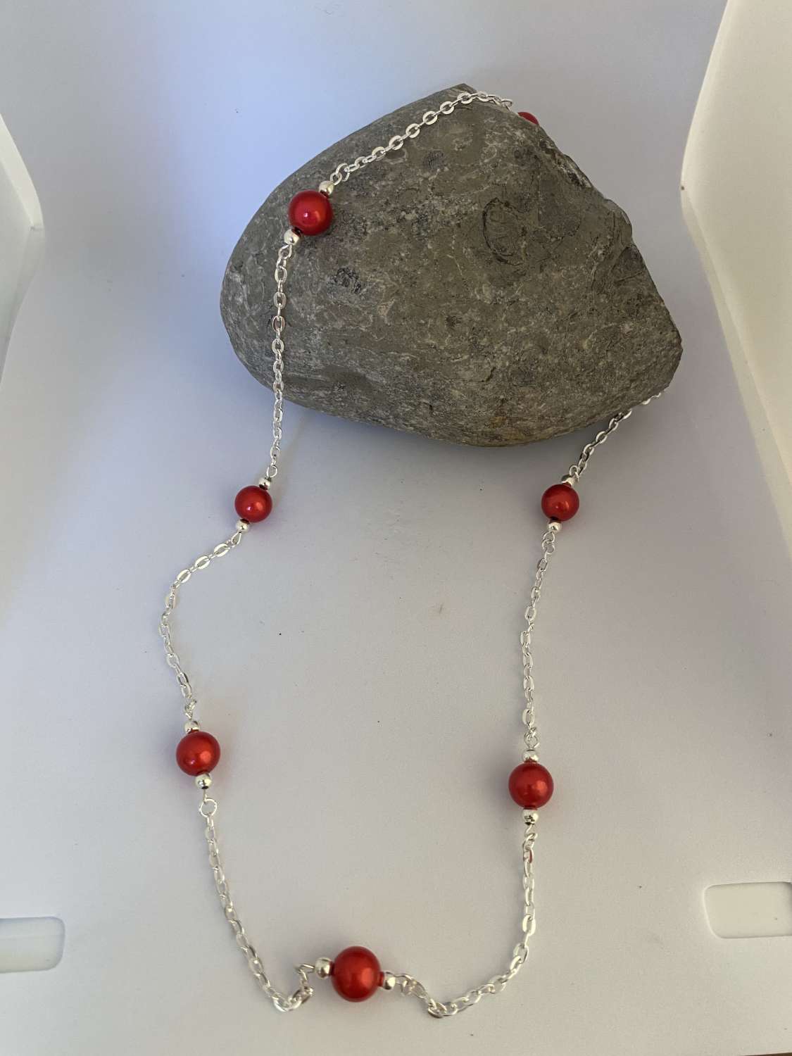Long Red Beaded Necklace Long Red Beaded Necklace