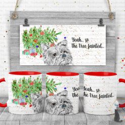Christmas blue nose Yorkie tree fainted mug