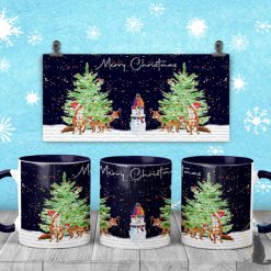 Christmas fox family with snowman gift boxes mug**