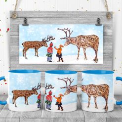 Christmas Reindeer and children mug