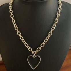 Chunky Silver Heart Necklace 1 Chunky Silver Heart Necklace 1
