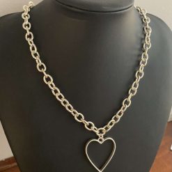 Chunky Silver Heart Necklace 2 Chunky Silver Heart Necklace 2
