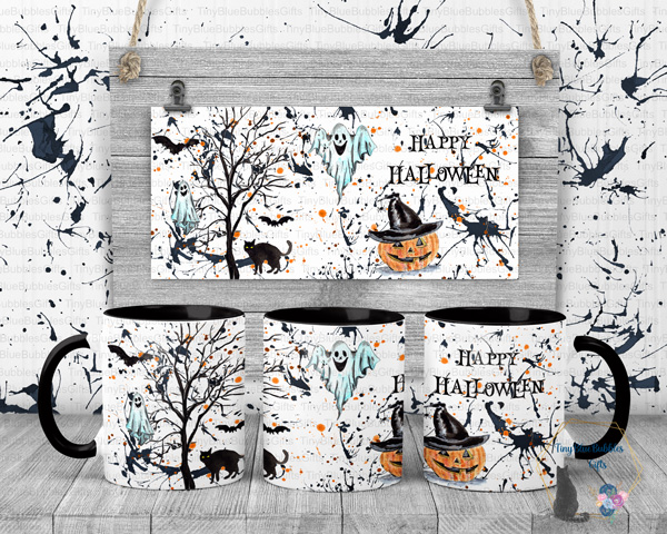 Ghosts and pumpkin mug and coaster Ghosts and pumpkin mug and coaster