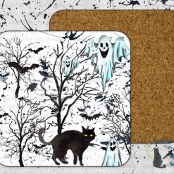 Ghosts and pumpkin mug and coaster 1 Ghosts and pumpkin mug and coaster 1
