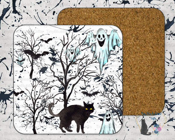 Ghosts and pumpkin mug and coaster Ghosts and pumpkin mug and coaster