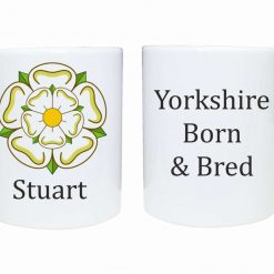 Yorkshire Born and Bred personalised mug with Yorkshire Rose and name