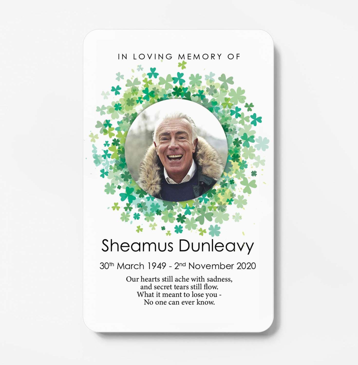 Personalised Plastic Memorial Card Funeral Memorial Card MadeMe