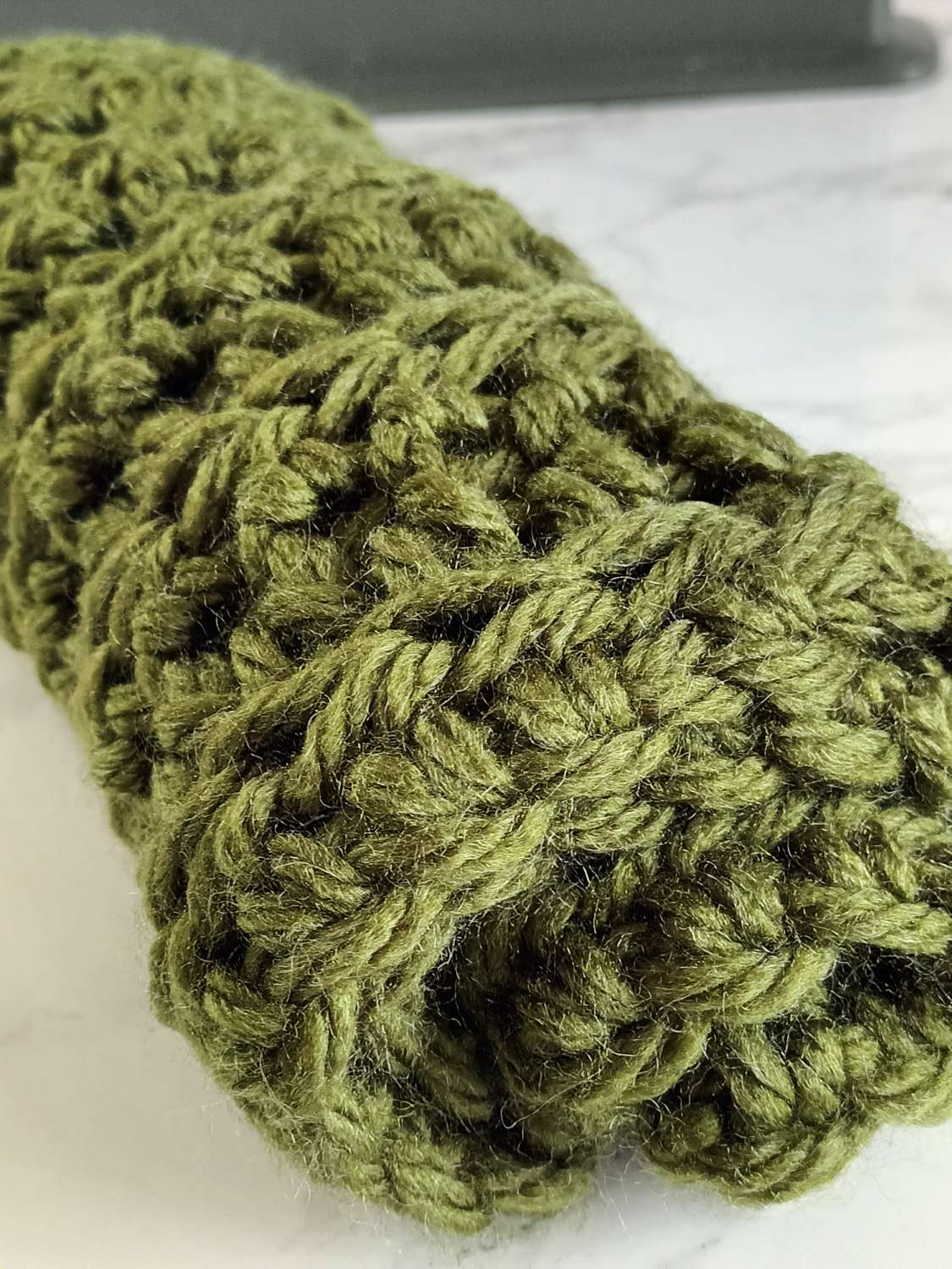 20220824_091029 Chunky Green Cowl, Crochet Neck Warmer 5