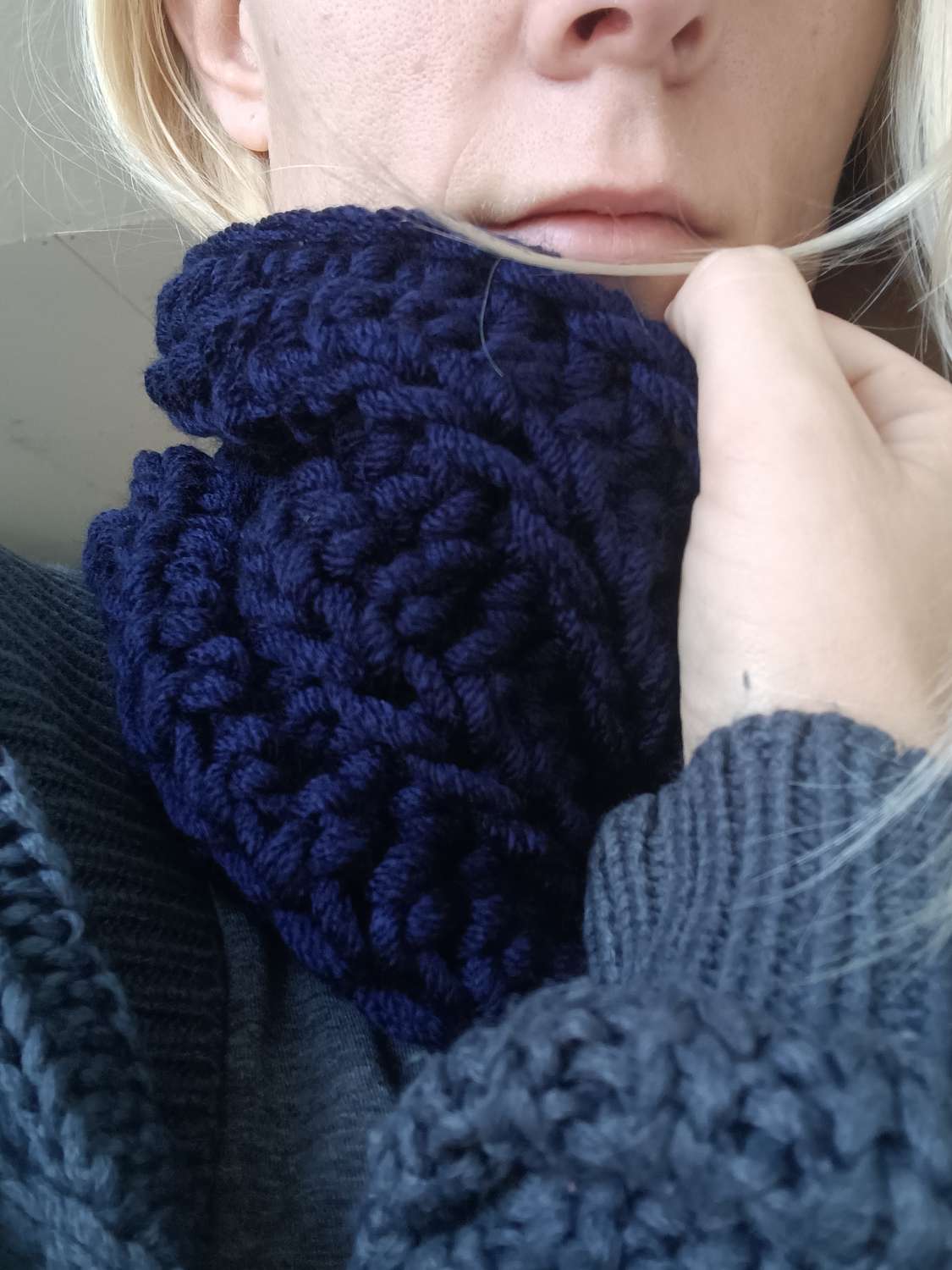 20220827_080406 Blue Neck Warmer, Crochet Blue Cowl, Women's Winter Accessories 1
