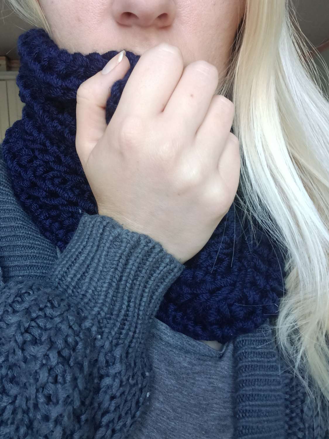 20220827_080450 Blue Neck Warmer, Crochet Blue Cowl, Women's Winter Accessories 5