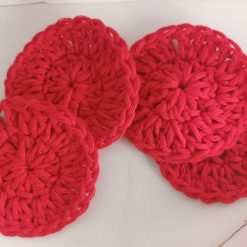 Red reusable cotton face pads