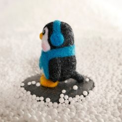 Needle Felted Ornament - Penguinli Blue Scarf & Earmuffs 2