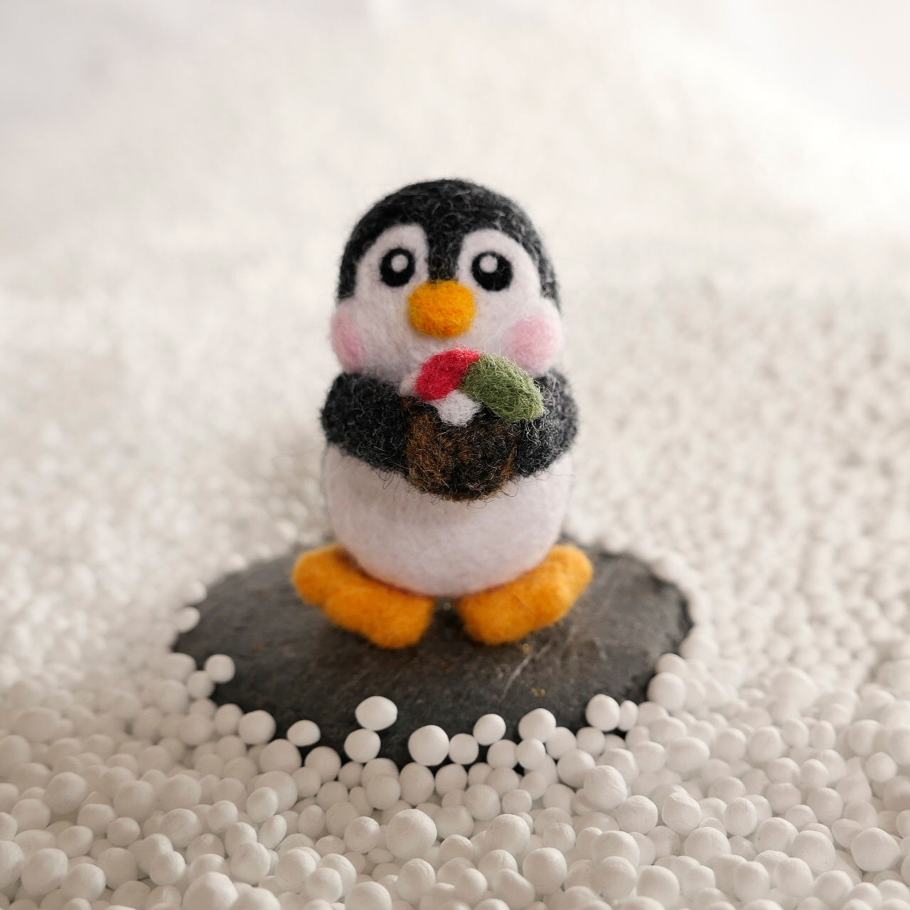 Needle Felted Ornament Penguinli Christmas Pudding MadeMe