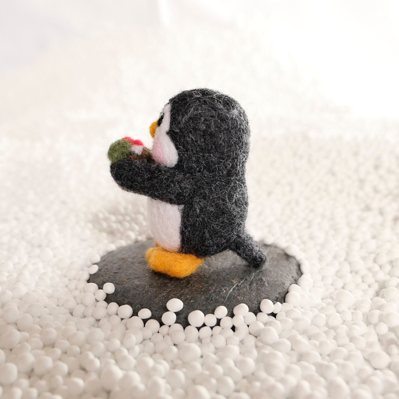 Needle Felted Ornament - Penguinli Christmas Pudding Needle Felted Ornament - Penguinli Christmas Pudding