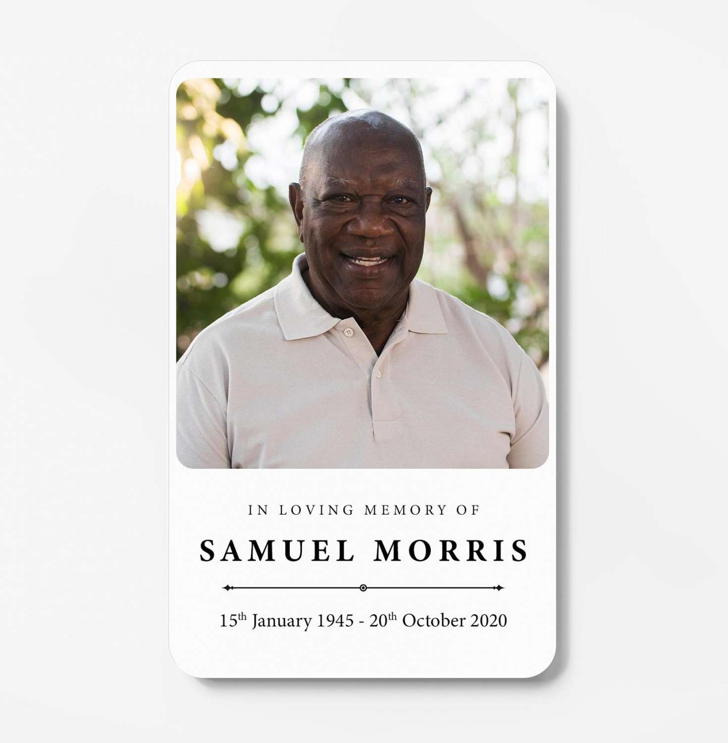 Personalised Plastic Memorial Card Funeral Memorial Card MadeMe