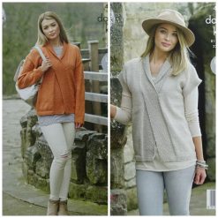 KNITTING PATTERN Ladies Long Sleeve or Sleeveless Roll Collar Front Split Jumper DK King Cole 4929